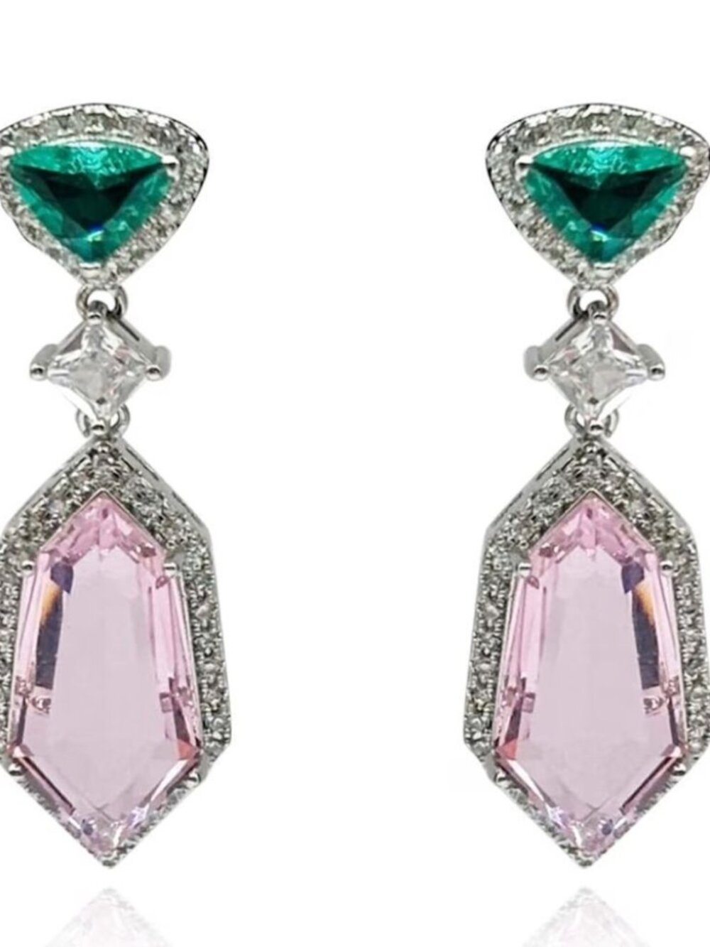Elegant Pink and GreenDrop Earrings N1066